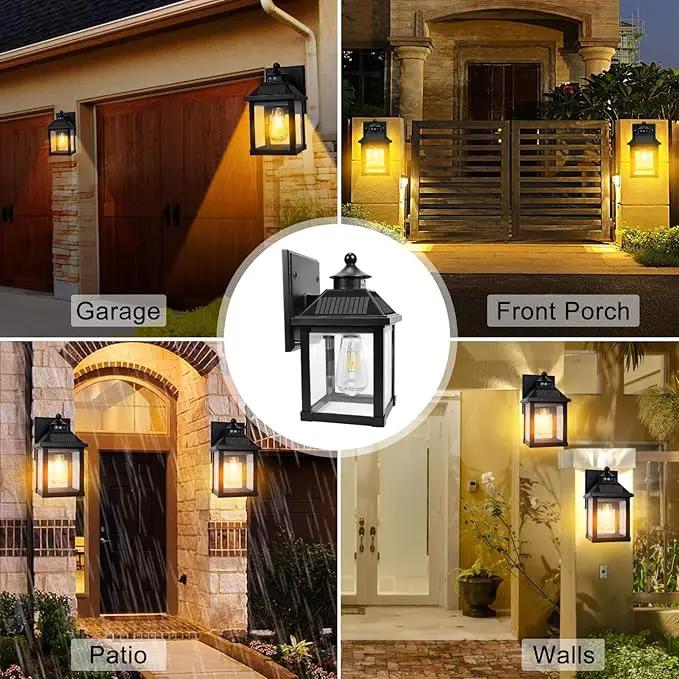 Solar Wall Lights Outdoor, Dusk to Dawn Motion Sensor Lights Waterproof, Solar Porch Lights with 3 Modes & Motion Sensor, Lantern Light Fixture for Patio Garage Entryway Garden by GreenHaven Gardens