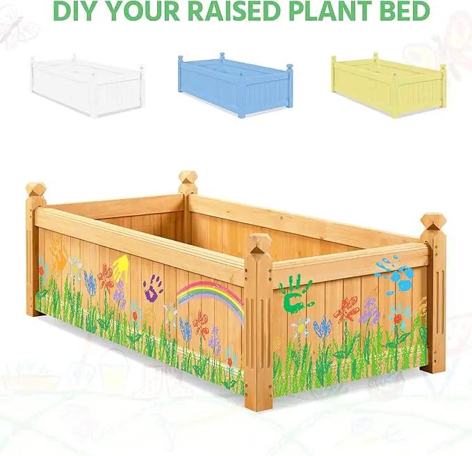 Yaheetech 46″ L × 23.5″ W × 16″ H Wooden Raised Garden Bed, Horticulture Wood Rectangular Garden Planter Outdoor, Raised Planter Box for Yard/Greenhouse/Vegetable/Flower/Herbs, Light Brown by GreenHaven Gardens