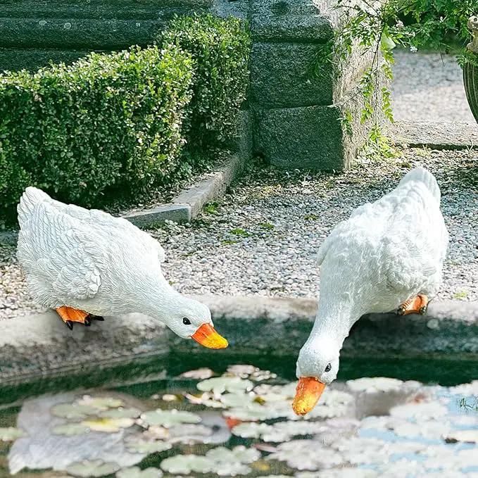 Garden Duck Statues Christmas Pond Decor Resin Goose Sculptures & Statues Funny Animal Outdoor Figurines Yard Art for Patio Pool Lawn, Ideal Gifts for Women Mom by GreenHaven Gardens