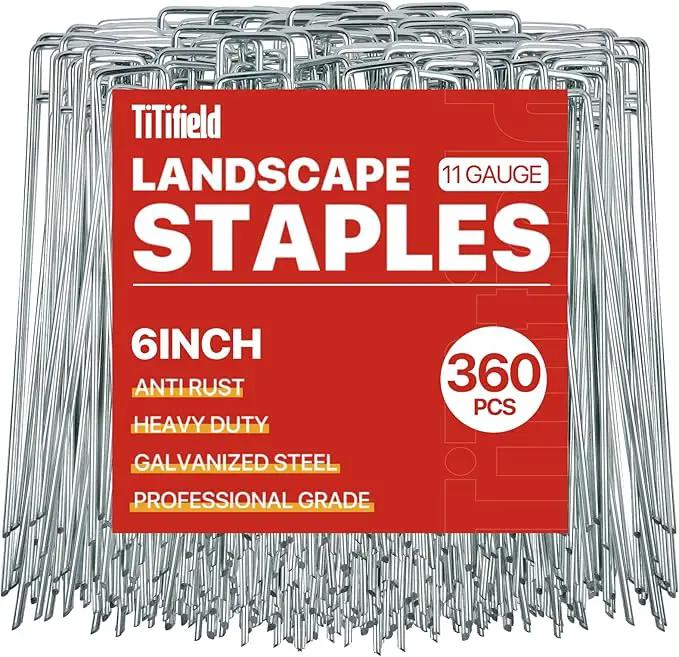 360 Pack 6 Inch Landscape Staples Galvanized Garden Stakes, 11 Gauge Gargen Staples Heavy-Duty Sod Metal Yard Pins Lawn Fence Stakes for Ground Cover Landscaping Fabric by GreenHaven Gardens