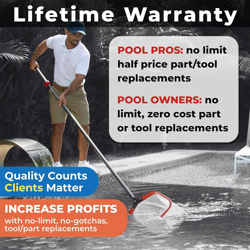 ProTuff 13" Silt Net Pool Skimmers for PROS – 6 Pack – “490 Promise” Unlimited, Unconditional Replacement – Ultra-Durable Ultra-Fine Net for Silt – Heavy-Duty Aluminum Frame & EZ-Clip Pole Attachment by GreenHaven Gardens