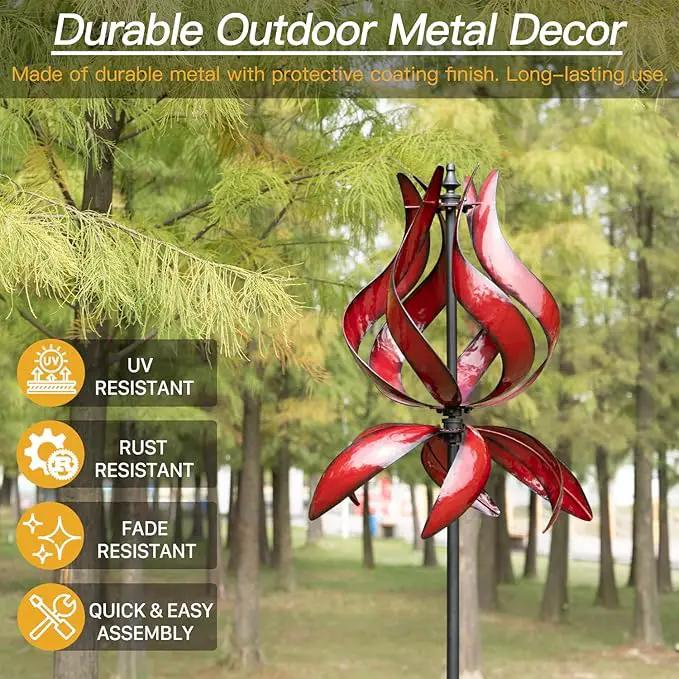 Yard Garden Wind Spinners - Large Outdoor Metal Wind Spinners with Stake, Yard Art Lawn Garden Decor (19" W x 87" H) by GreenHaven Gardens