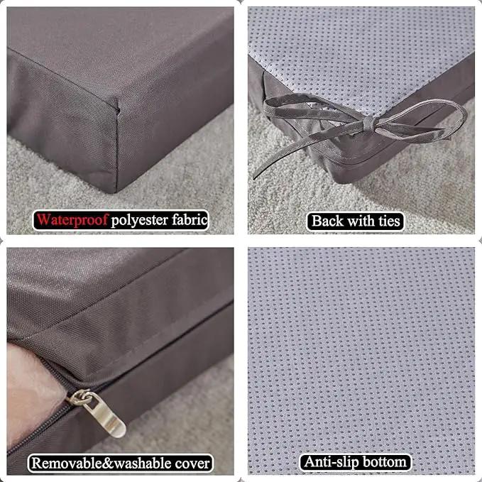 18 x 18 Inch Outdoor Chair Cushions for Patio Furniture, UV Resistant Non Slip Waterproof Replacement Patio Seat Cushion with Ties Set of 2, Dark Grey by GreenHaven Gardens