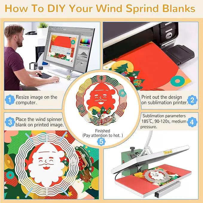 Sublimation Wind Spinner Blanks, 6 Pack 10 Inch 3D Aluminum Metal Hanging Wind Spinner Bulk for Garden Yard Outdoor, Window Porch Decoration for Heat Press Transfer DIY by GreenHaven Gardens