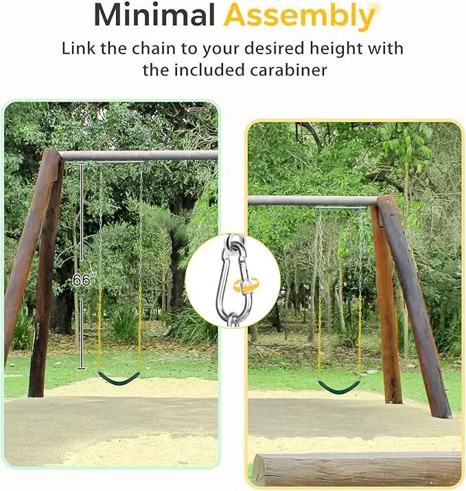 Decorlife 2 Pack Outdoor Swings Seats with 66" Rust-Resistant Heavy Duty Chain, Playground Swing Set Accessories Replacement Anti-Slip Seats, Backyard Swing Support 330lb for Kids or Adults (Green) by GreenHaven Gardens