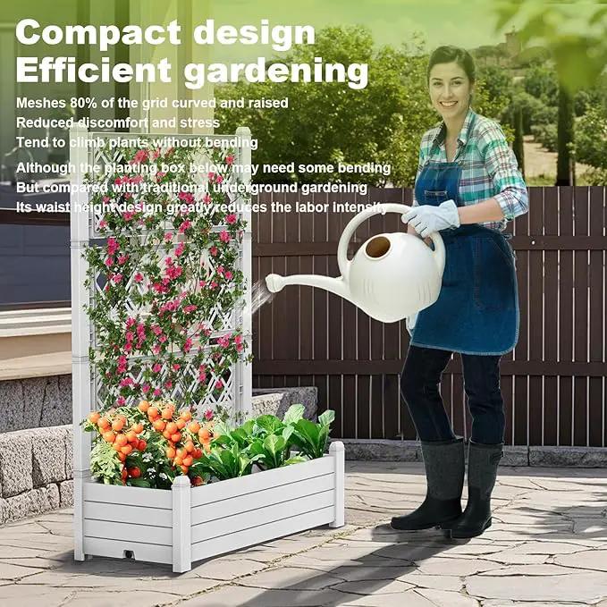 Elevated Raised Garden Bed,Outdoor Large Resin Patio Planter Box Stand Divisible with Drain Plug,Water Monitor for Plants Vegetables Flowers Fruits(Ashen) by GreenHaven Gardens