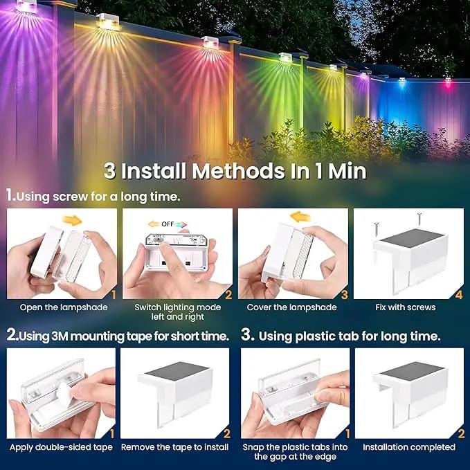 SOLPEX Solar Fence Lights Outdoor,Solar Deck Lights Waterproof Led Solar Lights for Outdoor Stairs,Step,Patio,Yard,Garden,Balcony and Porch,8 Pack Shell-Like Light Spots(White Shell,Warm White&RGB) by GreenHaven Gardens