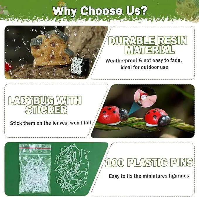 Modacraft 200Pcs Miniature Fairy Garden Accessories Including 100Pcs Fixed Pins, Fairy Garden Kit Fairy House Animal Figurines Mini Landscape for Garden Dollhouse Potted Plant Bonsai Terrarium Décor by GreenHaven Gardens