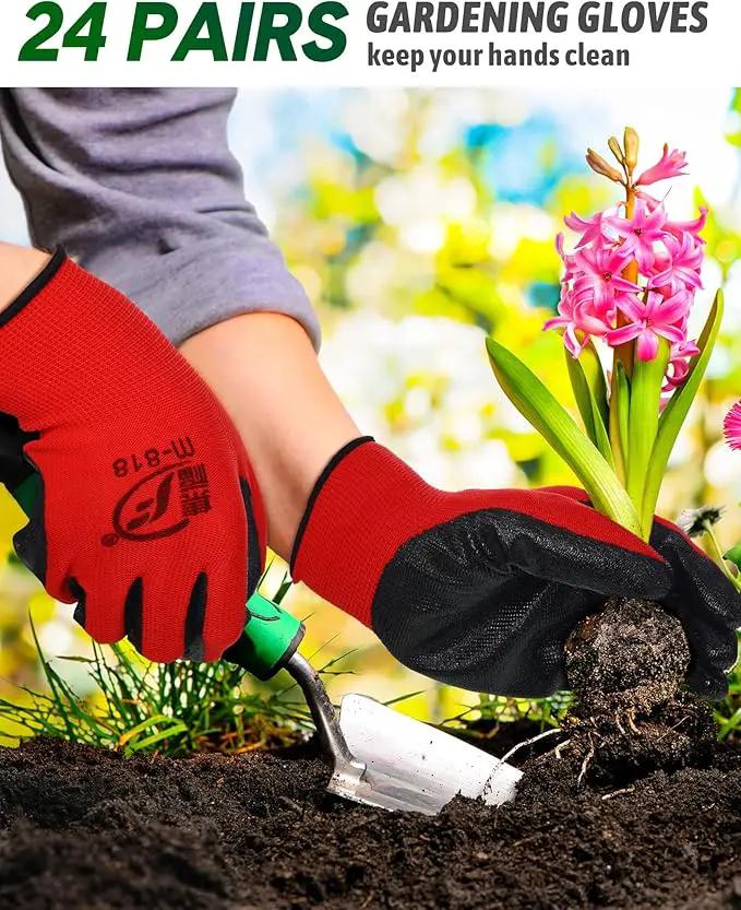 Nuogo 24 Pairs Gardening Gloves for Men Women Rubber Coated Landscaping Work Gloves Safety Work Construction by GreenHaven Gardens