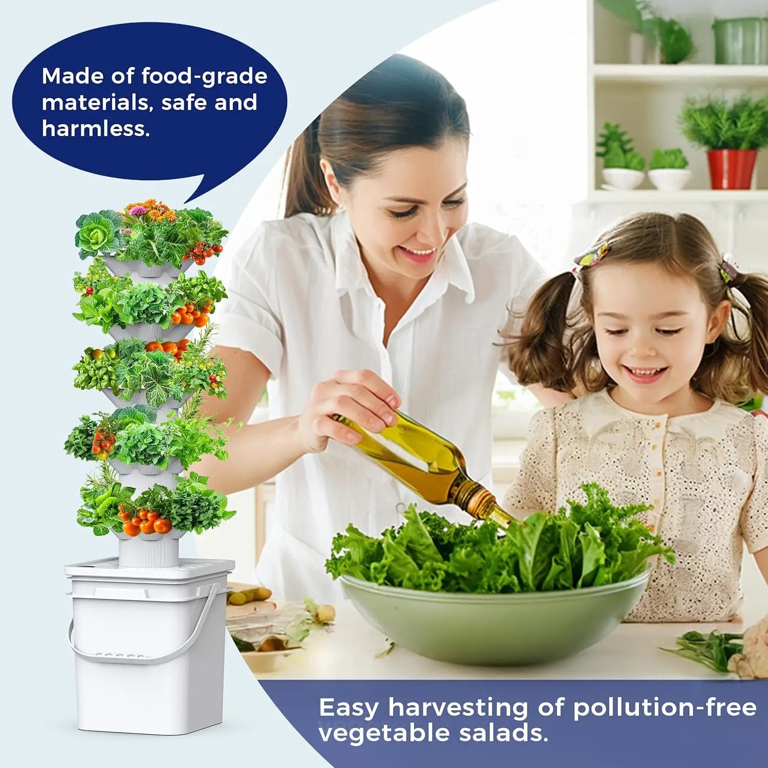 SJZX Hydroponics Growing System Kit, 5-Layer Hydroponic Tower, 30 Planting Holes, Space-Saving Vertical Gardening System, Suitable for Both Indoor and Outdoor use Germination Kits by GreenHaven Gardens