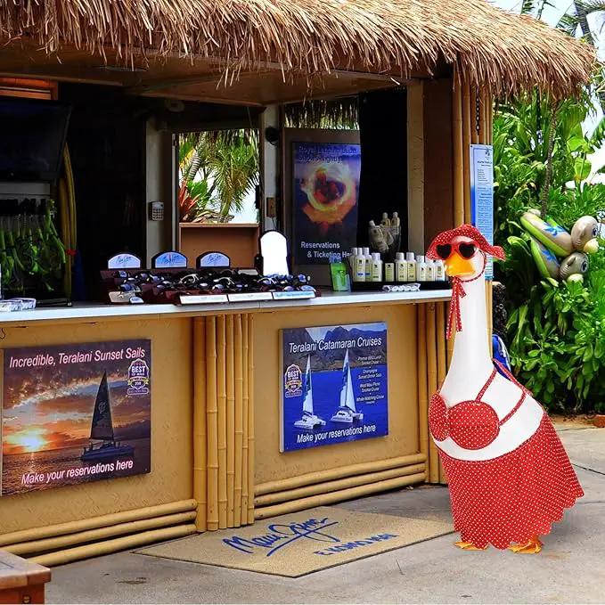 Bikini Goose Outfit Lawn Goose Clothing Porch Goose Outfits Summer Yard Goose Outfits Hawaiian Luau Goose Outfit for 23'' Lawn Goose Outdoor Decoration(Bikini,Red) by GreenHaven Gardens