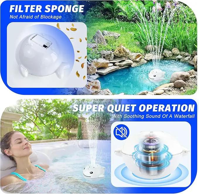 Floating Pool Fountain with Remote, Whale Pool Fountain with Lights, Rechargeable Pool Water Fountain, Above Ground Pool Fountain Waterfall, Swimming Pool Fountains for Inground Pool-1PC by GreenHaven Gardens