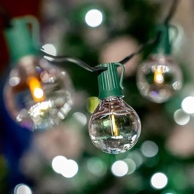 Novelty Lights 25 Feet G40 LED Patio String Lights with 25 Bulbs, Warm White, Weather Resistant and Shatterproof Replaceable Plastic Globe Bulbs, Green Wire by GreenHaven Gardens