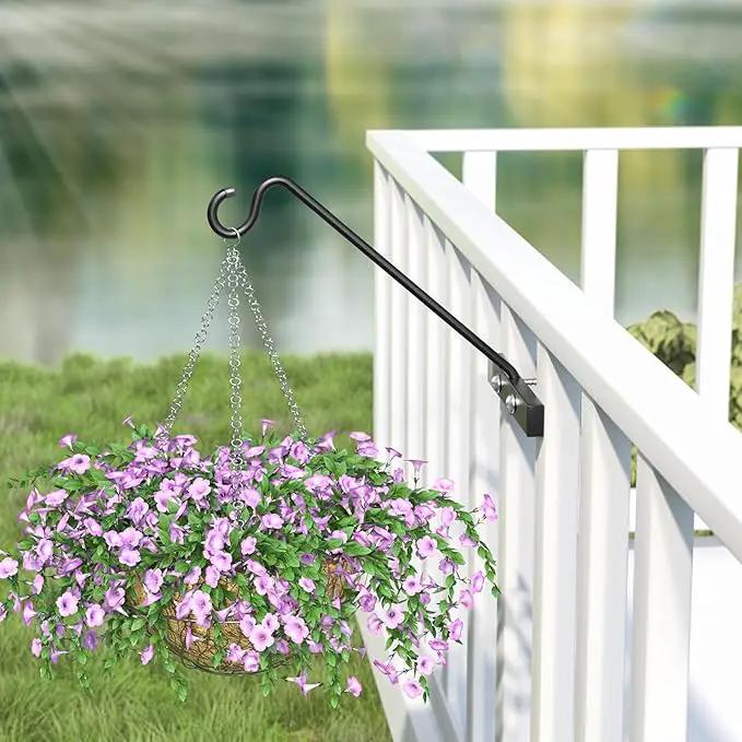 12-Inch 2 Pack Deck Bird Feeder Hanger for Railing, Outdoor Decor Plant Hanger, Swivel Balcony Railing Hook - 22LB Capacity - for Hanging Plants, Bird Feeders, Lanterns, Wind Chimes by GreenHaven Gardens