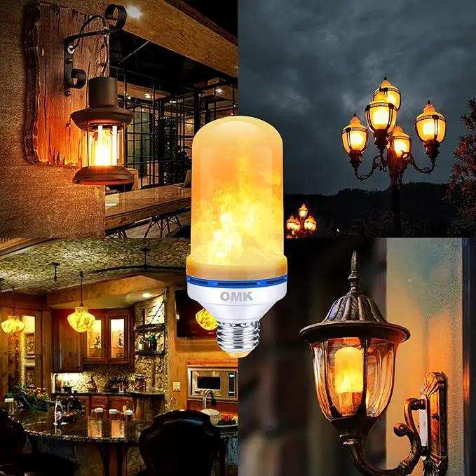 OMK Flame Light Bulbs, Christmas Decorations Flame Bulb, LED Flame Effect Fire Light Bulbs, for Porch Yard Bedroom Hotel Bar Pary Holiday Gifts by GreenHaven Gardens