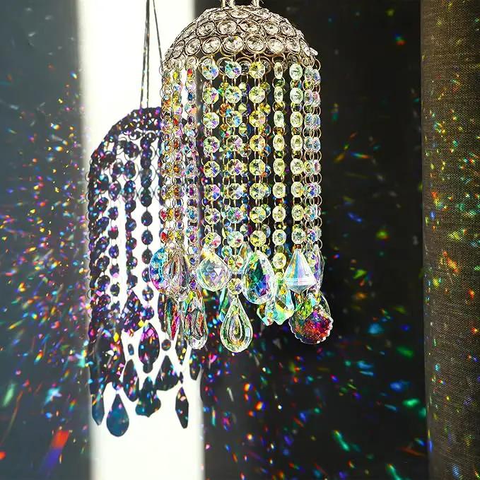 Crystal Chandelier Wind Chimes Suncatcher Pendant, Aurora Light Catcher for Window Indoor Outdoor Ornament, Gift for Mothers Day Christmas Day by GreenHaven Gardens