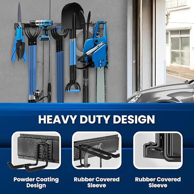 64'' All-Metal Garage Tool Organizer Wall Mount – Heavy-Duty Tool Rack Holds 680 lbs, Adjustable Hooks for Garage, Yard, and Garden Equipment by GreenHaven Gardens