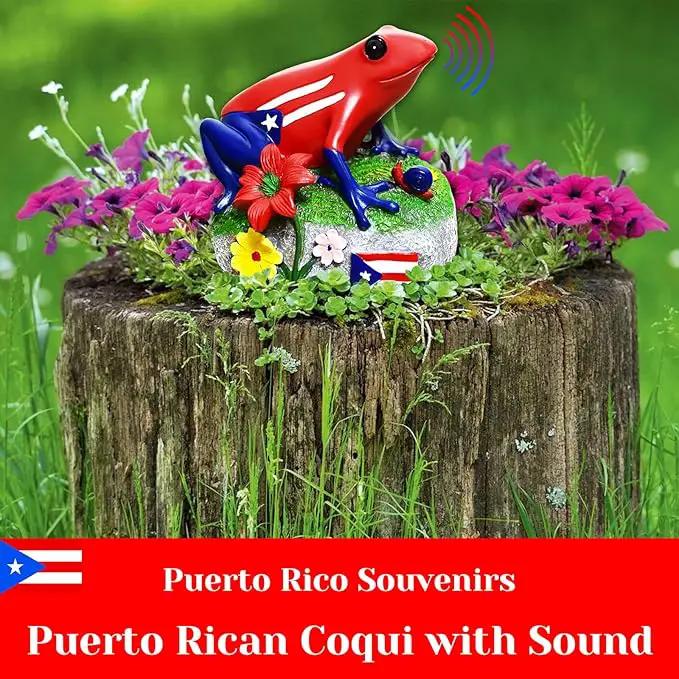 Puerto Rico Souvenirs, Puerto Rican Coqui with Sound, National Symbol of Puerto Rico Decorations Gifts, Novelty Puerto Rican Theme Sculpture Coqui Signs Frog Figurine, Battery Not Included by GreenHaven Gardens