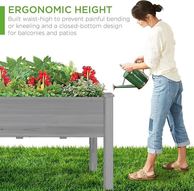 Best Choice Products 48x24x30in Raised Garden Bed, Elevated Wooden Planter for Backyard w/Foot Caps, Bed Liner, 200 lbs Capacity - Gray by GreenHaven Gardens