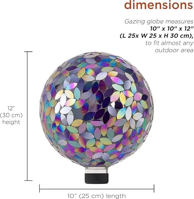 Alpine Corporation 10" Diameter Indoor/Outdoor Glass Mosaic Gazing Globe Yard Decoration, Purple Pearlized Petals Design by GreenHaven Gardens