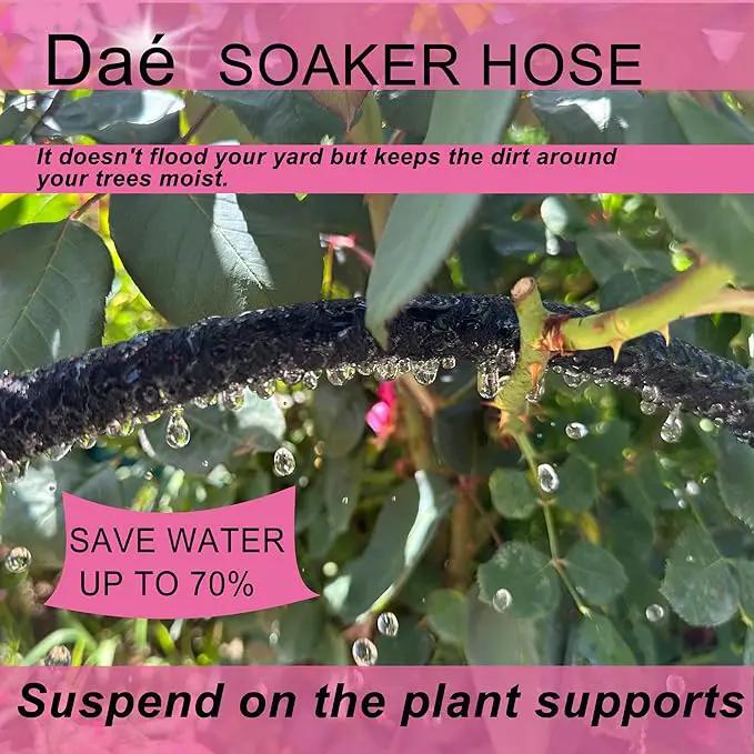 Rubber Soaker Hose, 1/2 inch, 100ft Garden Hose for Irrigation,Water-Saving up to 70%, Brass Connector Leak-Proof, Heavy-duty Hose, Watering for Trees,Lawns, Vegetables and Flowers. by GreenHaven Gardens