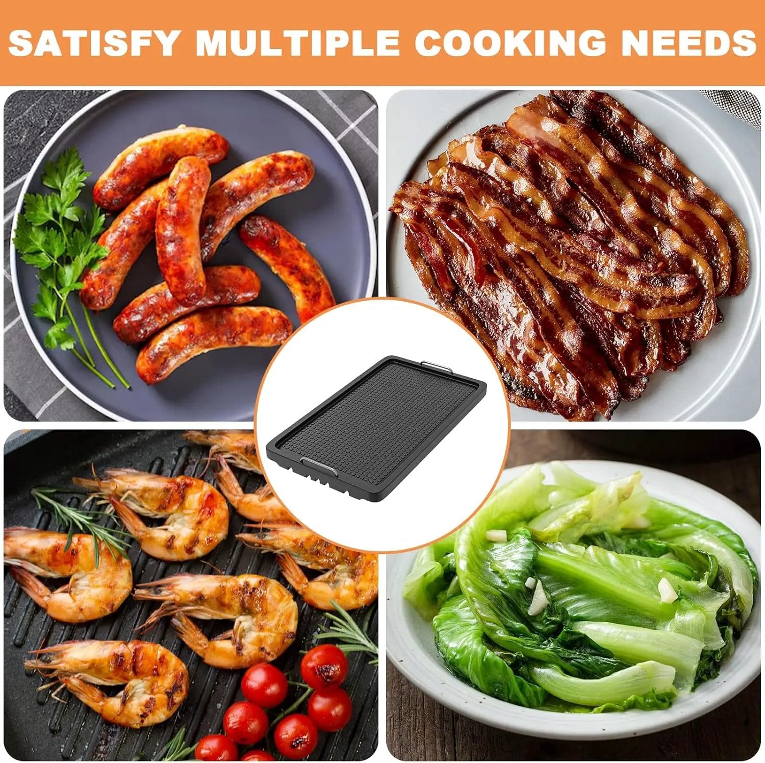 Cast Iron Griddle for Gas Grill Universal, 15" x 8.7" Griddle Pan for Stove Top with Handle, Grill Griddle, Stove Top Griddle for Charcoal/Gas/Electric Grills, Cast Iron Grill Pan for Outdoor/Camping by GreenHaven Gardens