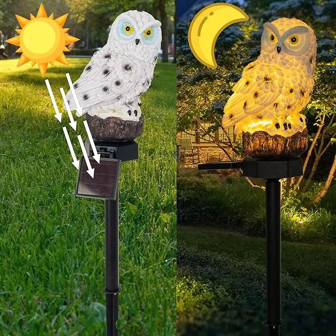 Dazzle Bright 2 Pack Owl Figure Solar LED Lights, Resin Garden Waterproof Decorations with Stake for Outdoor Yard Pathway Outside Patio Lawn Decor to Scare Birds Away, Gifts for Women, Owl Lovers by GreenHaven Gardens
