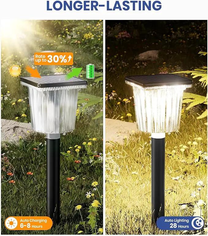 Super Bright Solar Pathway Lights Outdoor Powered,Adjustable Warm&Cool White,Waterproof IP65 Garden Decor Landscape Lighting Outside for Yard/Patio/Walkway/Driveway/Landscape (Obsidian Black, 5 Pack) by GreenHaven Gardens
