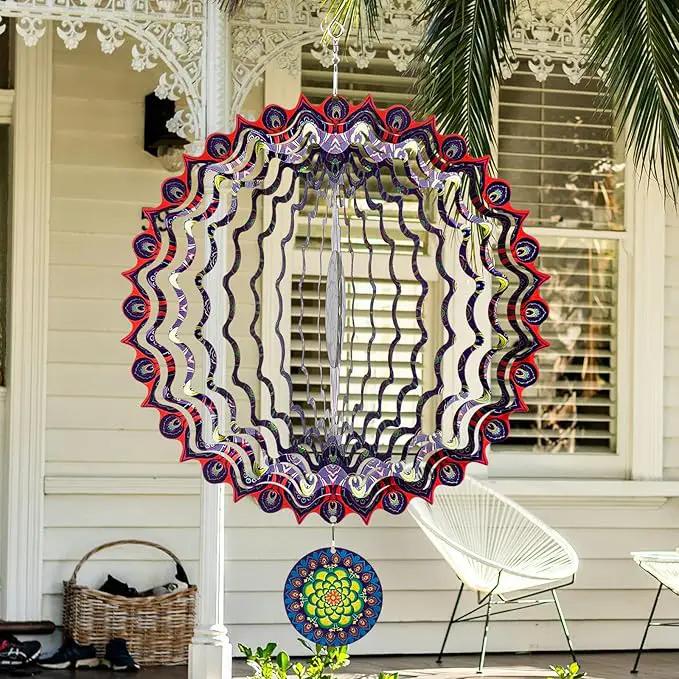 TUOKING Wind Spinners Outdoor Peacock Feathers 3D Metal Hanging Art Wind Sculptures 12 Inch Stainless Steel for Yard and Garden Decoration Worth Gift for Women by GreenHaven Gardens