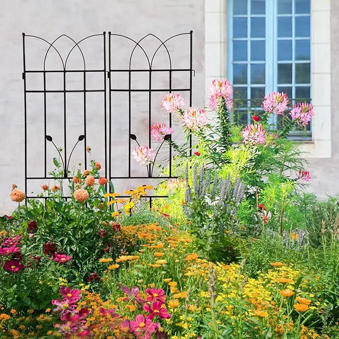 4 Pack Metal Garden Trellis 71" Black Fence Rustproof Garden Trellis for Climbing Plants Support Roses Flower Outdoor Lawn, Black by GreenHaven Gardens