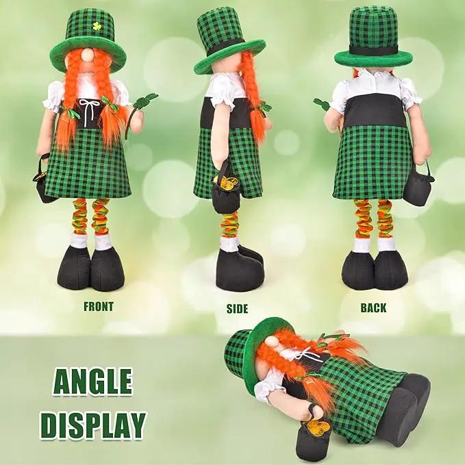 Large St Patricks Day Gnome Plush Decorations Outdoor, Cute Standing Saint Patricks Day Gnomes Gift Decor with Retractable Spring Legs, Placed Outside Yard/Porch/Garden/Indoor/Home/Office by GreenHaven Gardens