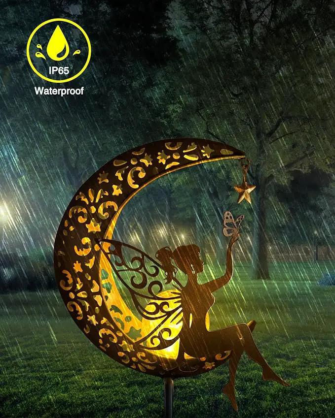 Solar Garden Statues Outdoor Decor, Fairy Moon Figurine Light Stake, Housewarming Ornament for Patio, Lawn, Yard, Pathway - Unique Gift Ideas for Gardening Mom Grandma by GreenHaven Gardens