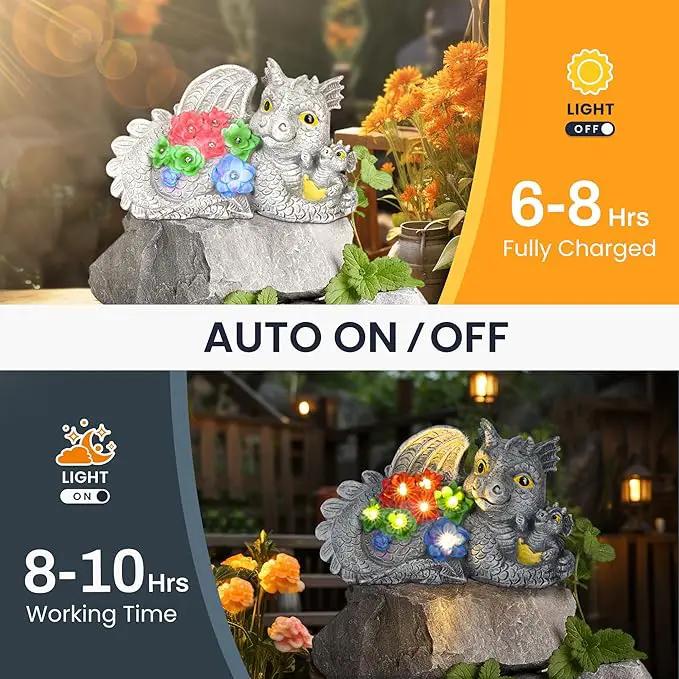 GIGALUMI Solar Garden Statues Dragon Statue Figurine Lights for Outside, Garden Decor Yard Decorations Outdoor for Mom, Women Housewarming Birthday Gifts by GreenHaven Gardens