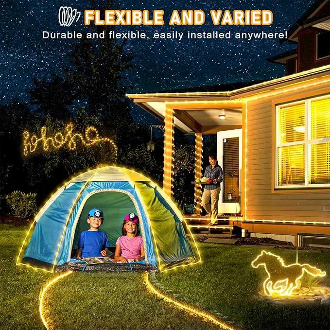 Rope Lights for Outside, 66FT 200 LED Rope Lights Outdoor/Indoor with Waterproof 8 Modes, Connectable Plug in Christmas Tree Light for Bedroom Pool Garden Party Holiday Decorations, Warm White by GreenHaven Gardens