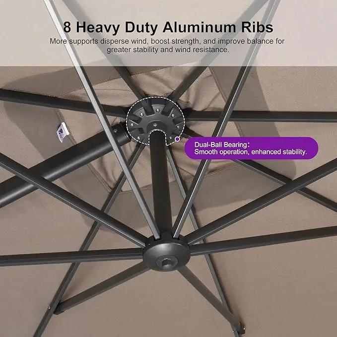 PURPLE LEAF 9 FT Cantilever Patio Umbrella Outdoor Aluminum Offset Square Umbrella with 3 Years Fade Resistance Recycled Fabric and 360-degree Rotation for Deck Pool Garden, Ash Mocha by GreenHaven Gardens