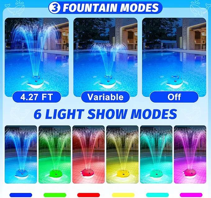 Floating Pool Fountain with Remote, Whale Pool Fountain with Lights, Rechargeable Pool Water Fountain, Above Ground Pool Fountain Waterfall, Swimming Pool Fountains for Inground Pool-1PC by GreenHaven Gardens