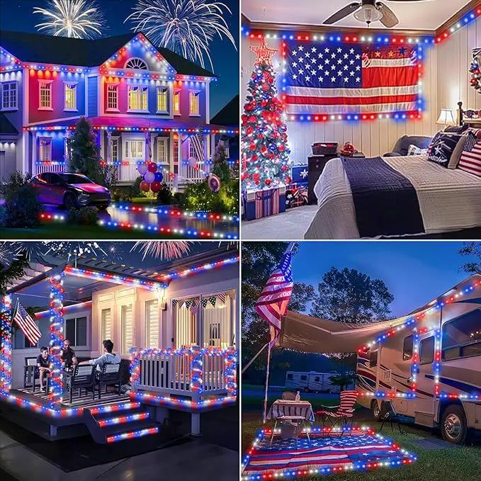 50ft LED Rope Lights Outdoor,360 LED Connectable & Flexible Tube Lights with 8 Modes, Waterproof LED Rope Lighting for Independence Flag Day, Memorial Day, Outdoor,Indoor Decor (Red & White & Blue) by GreenHaven Gardens