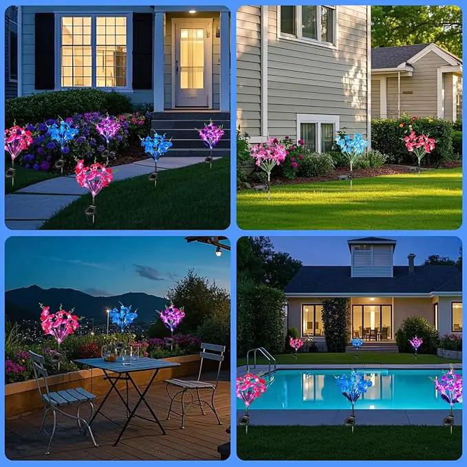 Solar Garden Lights, Solar Lights Outdoor Waterproof with Phalaenopsis Flower, 3 Pack Solar Powered Outdoor Lights,Garden Lights for Outside,Pathway Patio Yard Decor,Gifts for Mothers Day Mom Women by GreenHaven Gardens