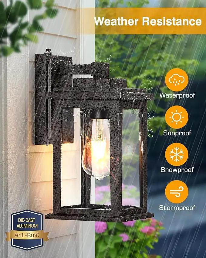 VIANIS Bronze Dusk to Dawn Outdoor Lighting, 2 Pack Outdoor Lights for House, Waterproof Porch Lights, Exterior Lighting Fixtures with Tempered Glass, for House,Garden, Garage,Hardwired, Non-Solar by GreenHaven Gardens