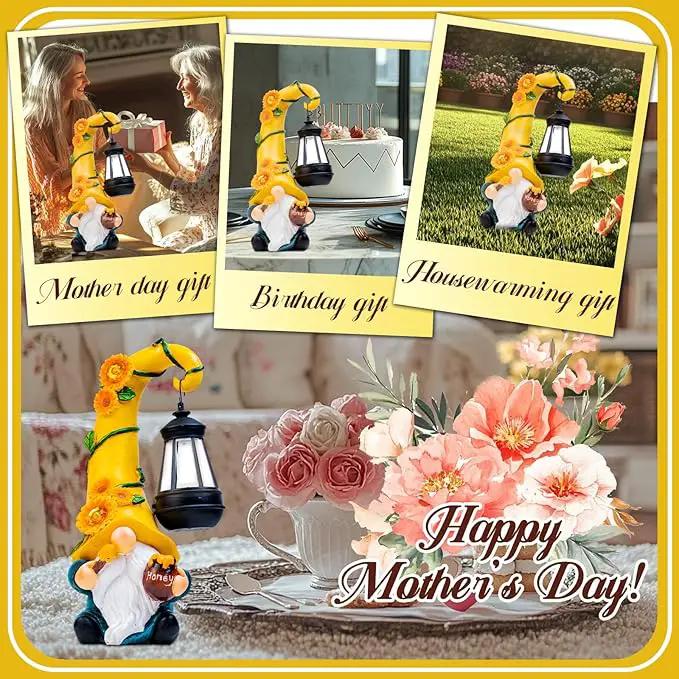 Twinbling12 Solar Sunflower Gnome Garden Statues Honey Bee jar Decor with LED Lantern Outdoor Summer Gnomes Decorations Patio Yard Balcony Art Gifts for Women Mom Grandma by GreenHaven Gardens