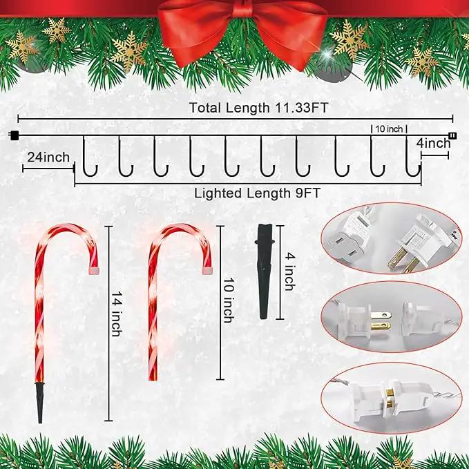 Christmas Candy Cane Pathway Makers Lights, 10 inch Set of 10 Candy Canes Lights Outdoor, Candy Cane Lights Christmas Decorations Outdoor by GreenHaven Gardens