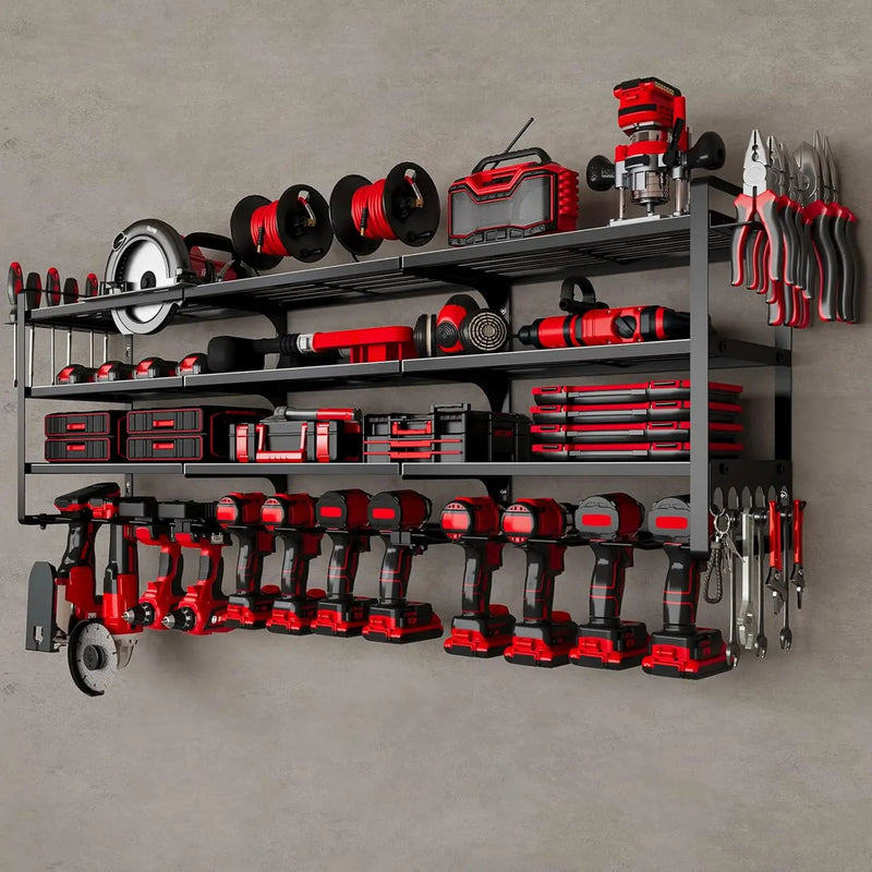 48" Large Power Tools Organizer Wall Mount,12 Drill Holder for Garage, Workshop Heavy Duty Storage Rack by GreenHaven Gardens