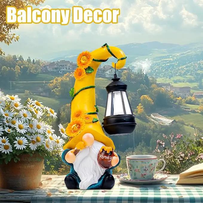 Twinbling12 Solar Sunflower Gnome Garden Statues Honey Bee jar Decor with LED Lantern Outdoor Summer Gnomes Decorations Patio Yard Balcony Art Gifts for Women Mom Grandma by GreenHaven Gardens
