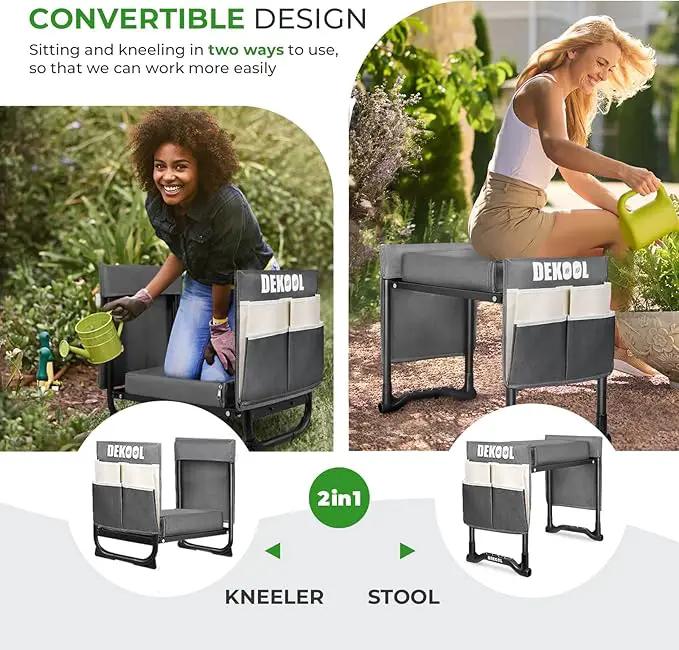 Garden Kneeler and Seat with Upgraded Wide & 3" Thick Kneeling Pad, Heavy Duty Garden Stool with 2 Large Tool Bags, Portable Bench for Planting, Weeding, Gardening Gifts for Women, Men, Seniors by GreenHaven Gardens
