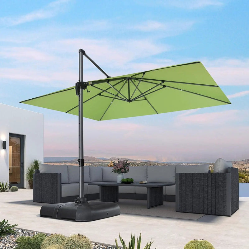 PURPLE LEAF 10' X 13' Patio Umbrella Outdoor Cantilever Rectangle Umbrella Aluminum Offset Umbrella with 360-degree Rotation for Garden Deck Pool Patio Apple Green by GreenHaven Gardens