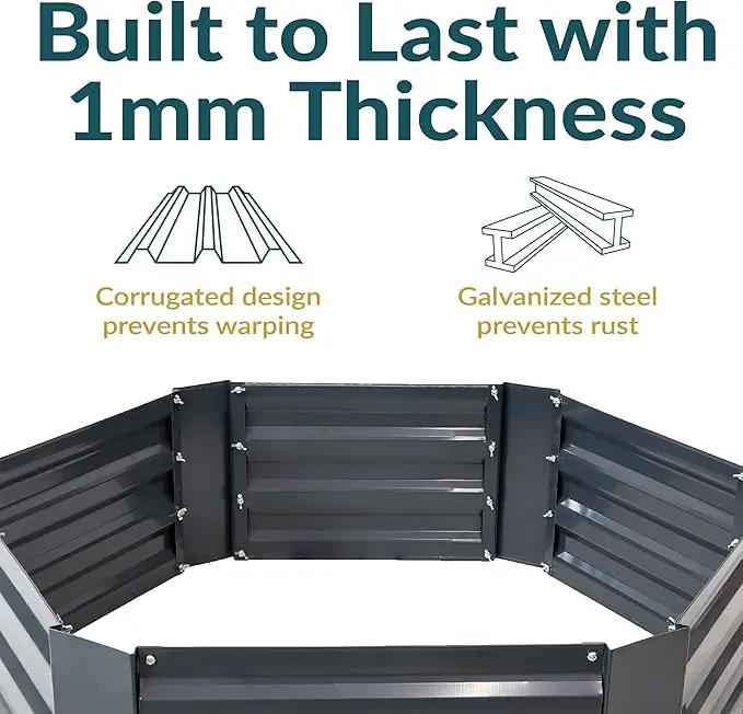Sunnydaze 11.75" H Raised Metal Garden Bed - Galvanized Raised Garden Bed Outdoor for Vegetables and Flowers - Dark Gray - Hexagon by GreenHaven Gardens