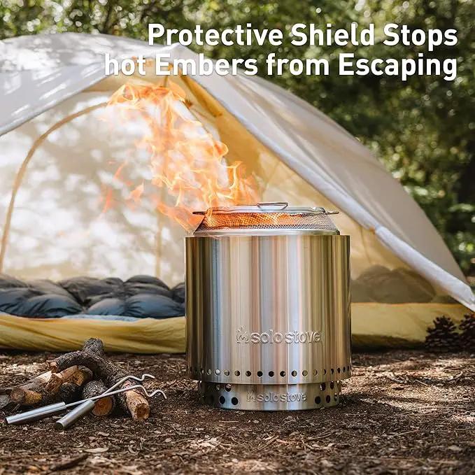 Solo Stove Ranger Big Yard Bundle | Includes Fire Pit, Stand, Shield & Shelter | Perfect for 2–4 People | Portable Wood Burning, Stainless Steel, 15.25in H x 15in Dia by GreenHaven Gardens