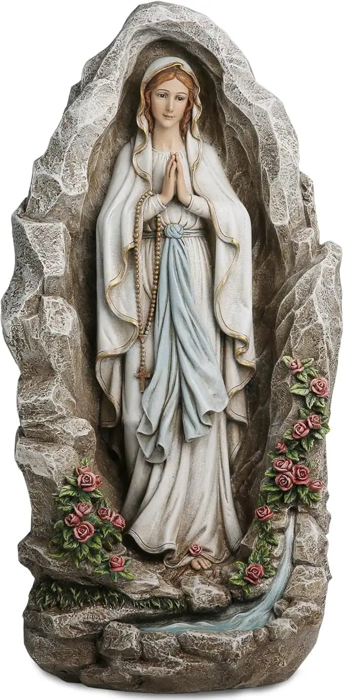 Our Lady of Lourdes Statue - 18 Inches Virgin Mary Statue Catholic Garden Decor, Our Lady of Lourdes Grotto Sculpture for Home Yard Patio Lawn Hallway Decor by GreenHaven Gardens