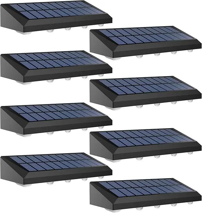 Solar Fence Lights Outdoor Waterproof IP65, 8 Pack Fence Lights Solar Powered 60 Lumens Auto On/Off Step Wall Lights Outside Decorations for Yard, Porch, Patio, Stairs, Pool, Deck, Garden- Warm Light by GreenHaven Gardens