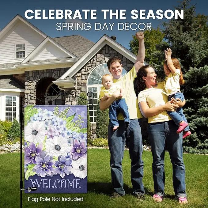 Spring Garden Flags 12.5x18 Double Sided - Floral Welcome Bouquet Flag Printed in Premium Polyester - Seasonal House Welcome Banner for Outdoor, Yard, Lawn, Deck, Patio - Suits Most Holder by GreenHaven Gardens